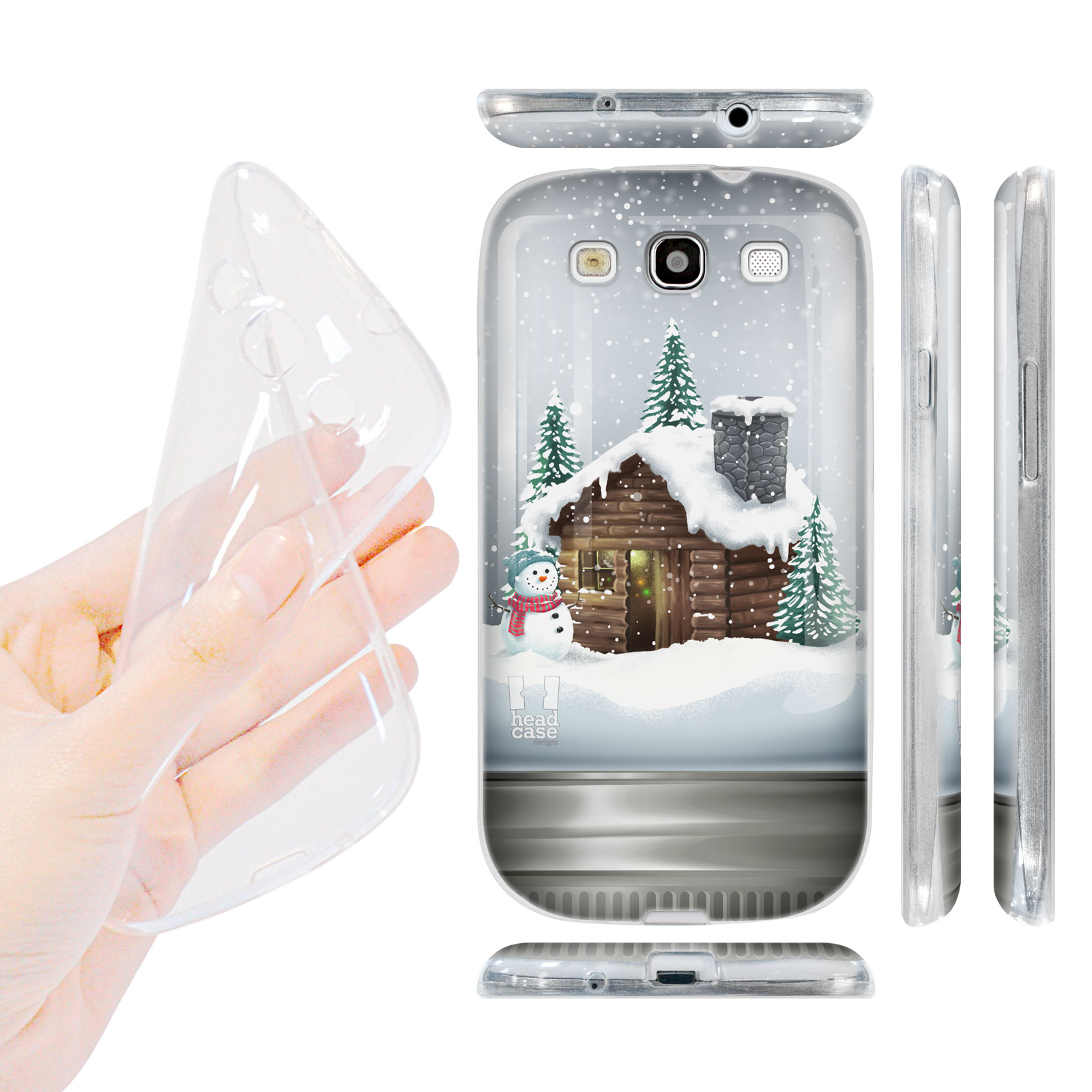 HEAD CASE silikonový obal na mobil Galaxy S3 i9300 Vánoce skleněná koule srub
