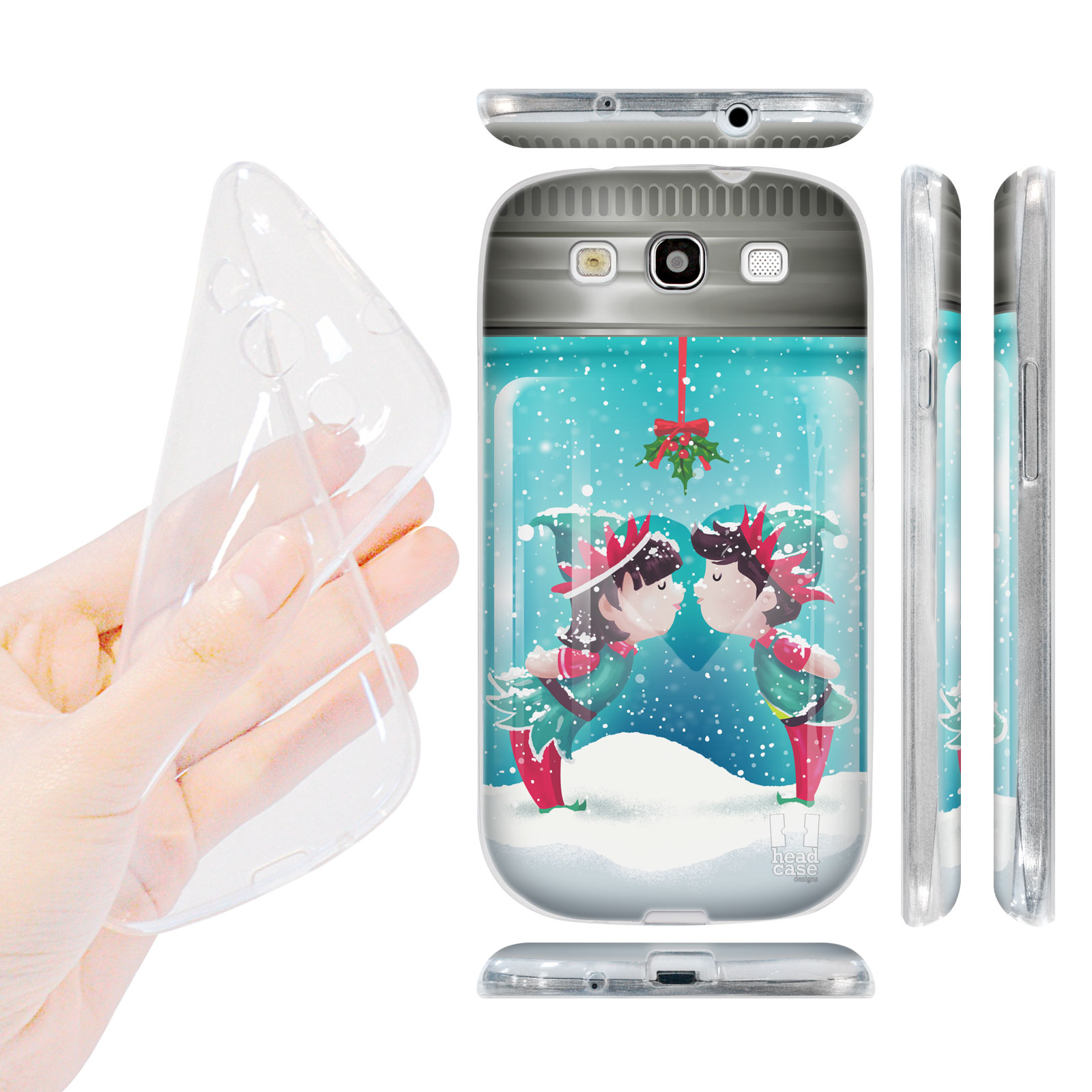 HEAD CASE silikonový obal na mobil Galaxy S3 i9300 Vánoce skleněná koule jmelí