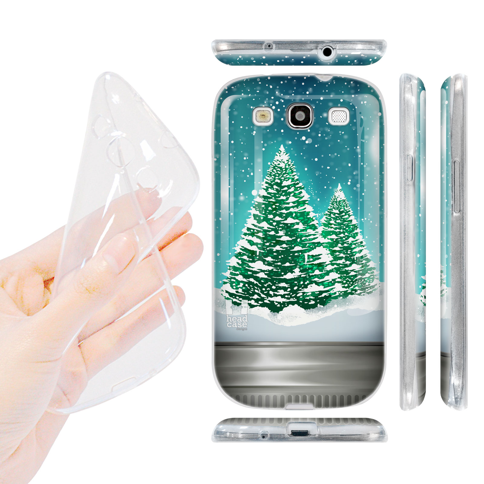 HEAD CASE silikonový obal na mobil Galaxy S3 i9300 Vánoce skleněná koule stromeček zelená