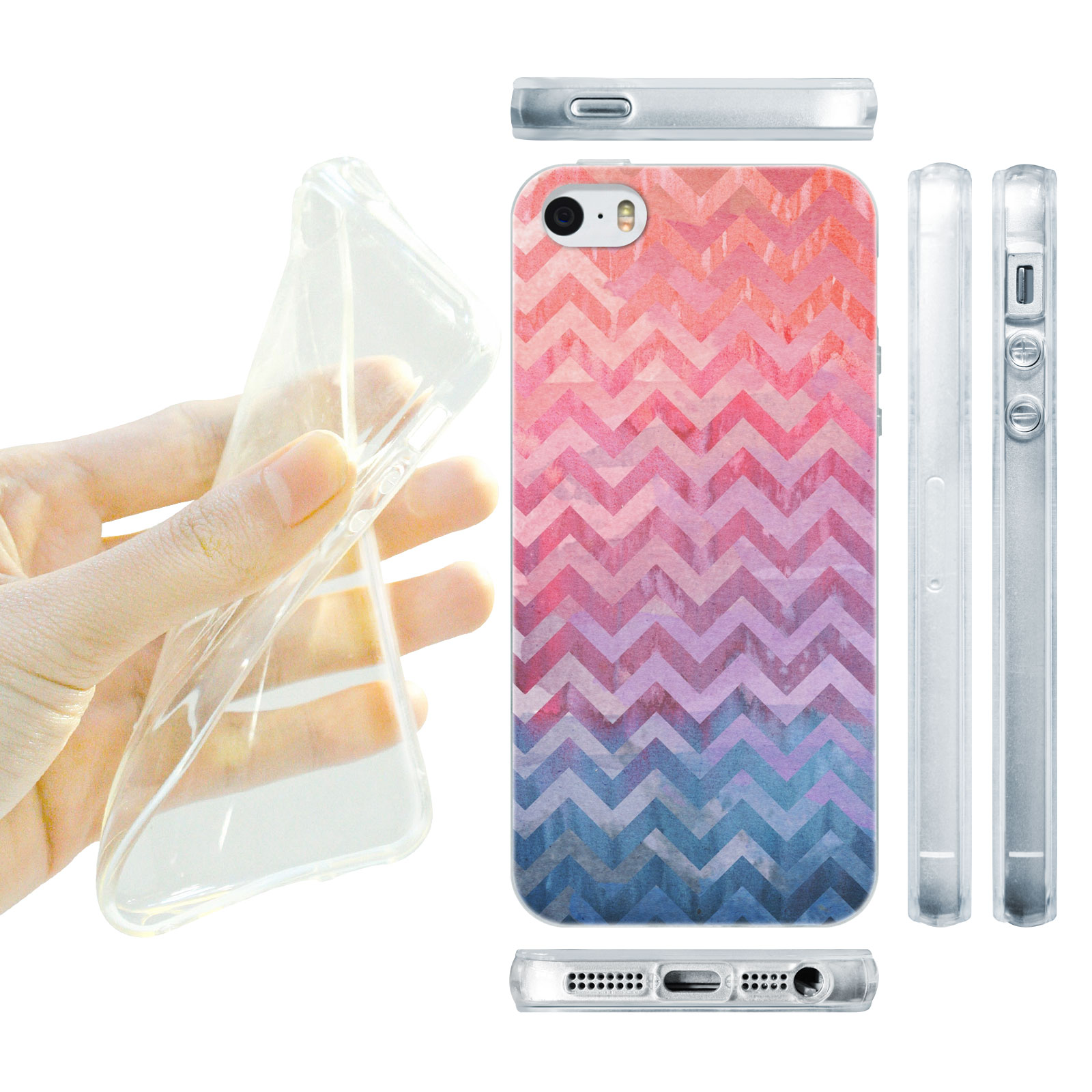 HEAD CASE silikonový obal na mobil Iphone 5/5S proužky růžová a modrá