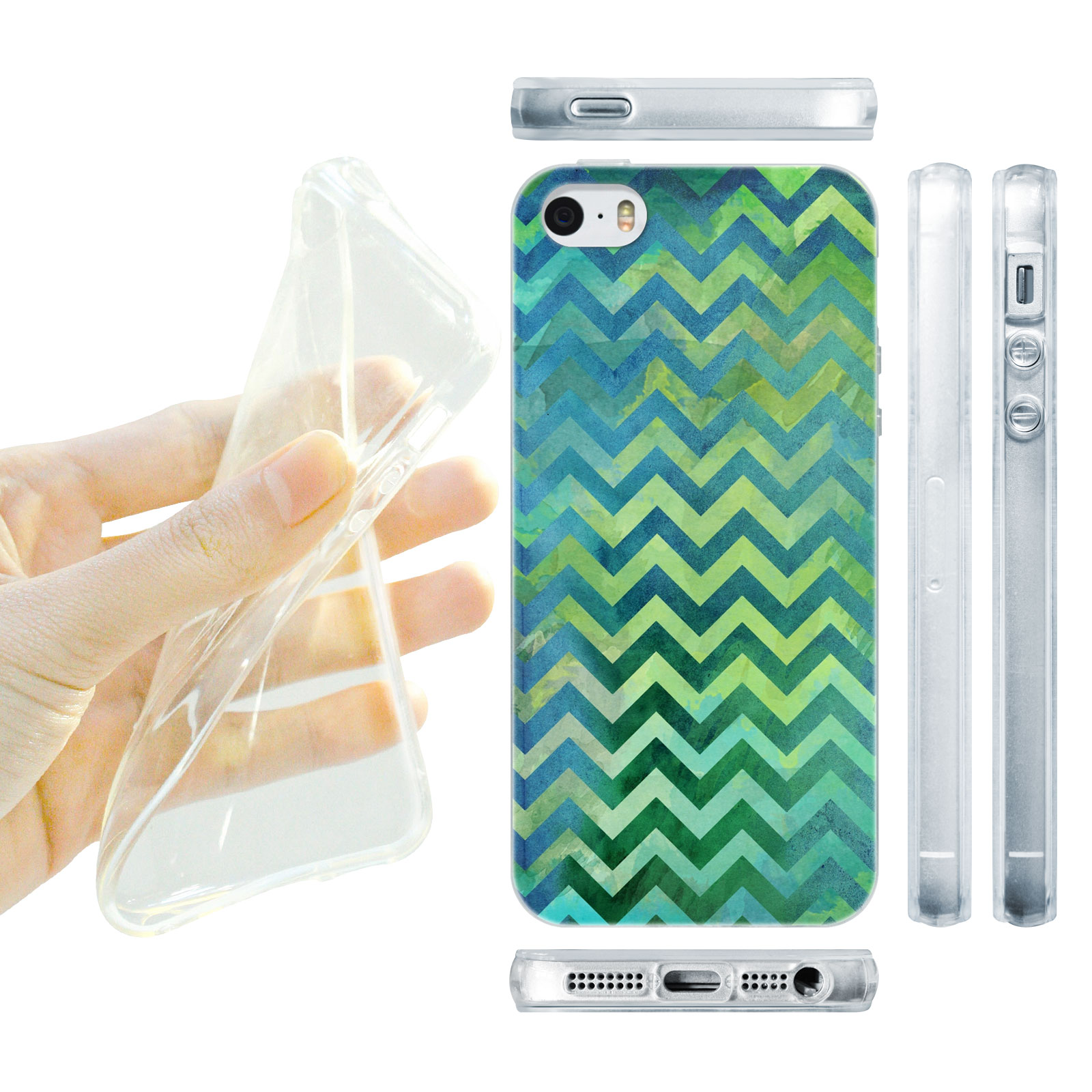 HEAD CASE silikonový obal na mobil Iphone 5/5S proužky zelená barva