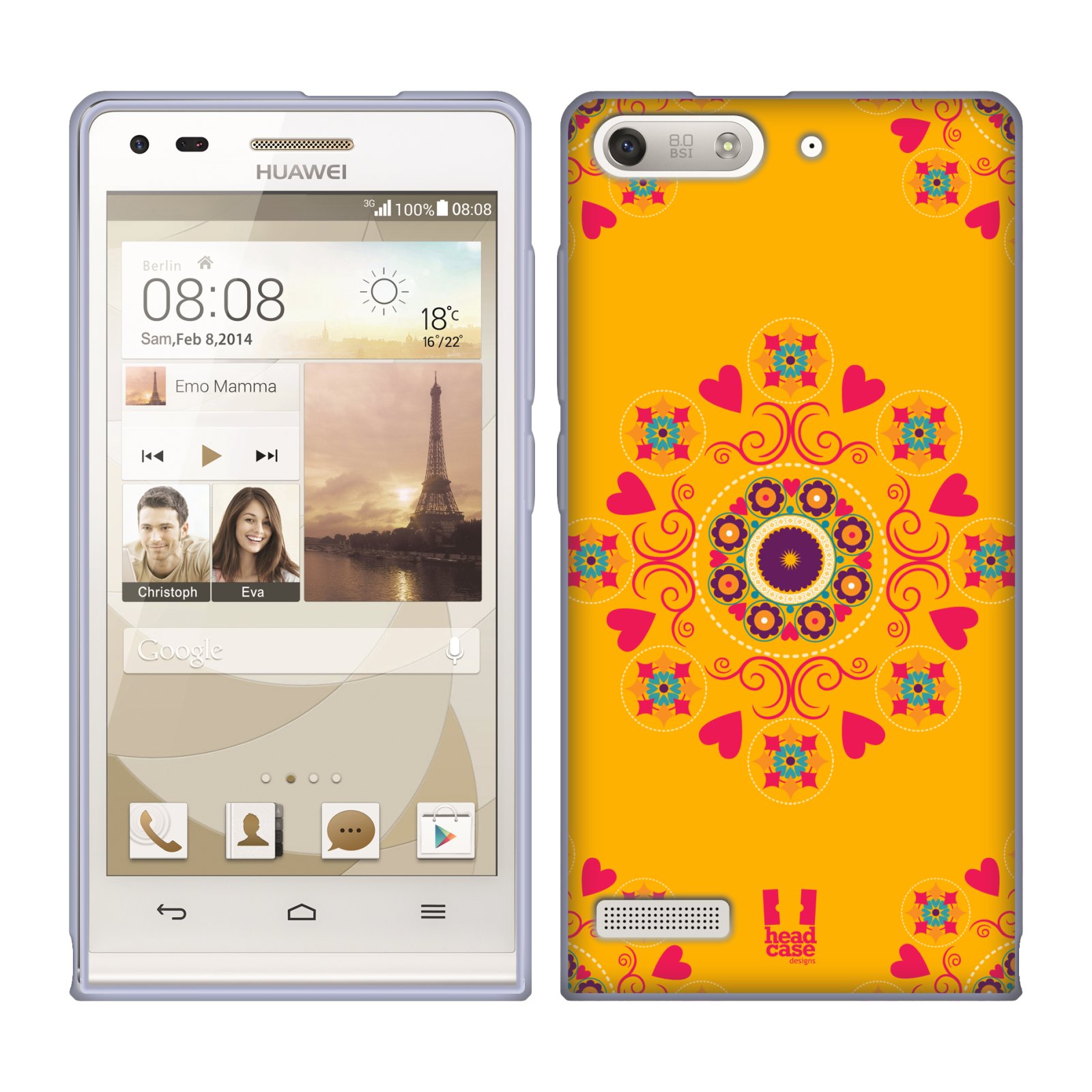 HEAD CASE silikonový obal na mobil Huawei Ascend G6 srdíčka kaleidoskop žlutá