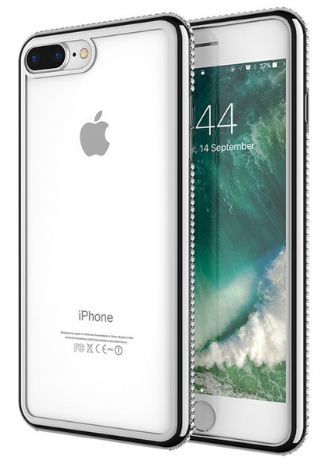 Obal, kryt Apple Iphone 7 stříbrný s kamínky
