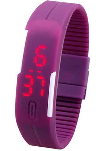 Sportovní LED hodinky silikonový náramek fialová barva