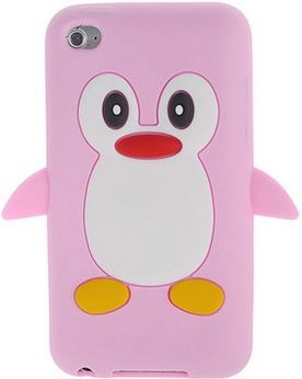 Silikon Obal na MP3 přehrávač Apple Ipod Touch 4. generace tučňák růžová barva 