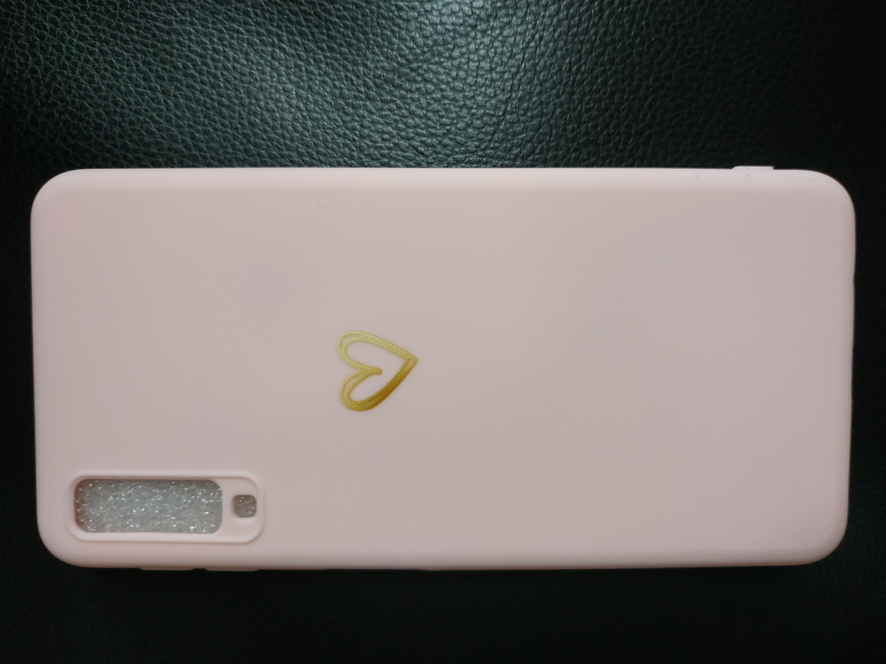 Silikonový obal na mobil Samsung Galaxy A7 2018 růžová barva zlaté srdíčko