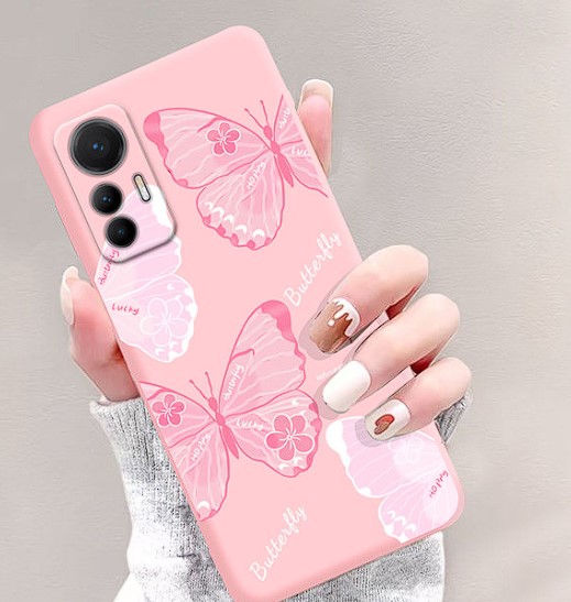 Silikonový obal, kryt pro mobil Xiaomi Redmi Note 12s motýlci růžová