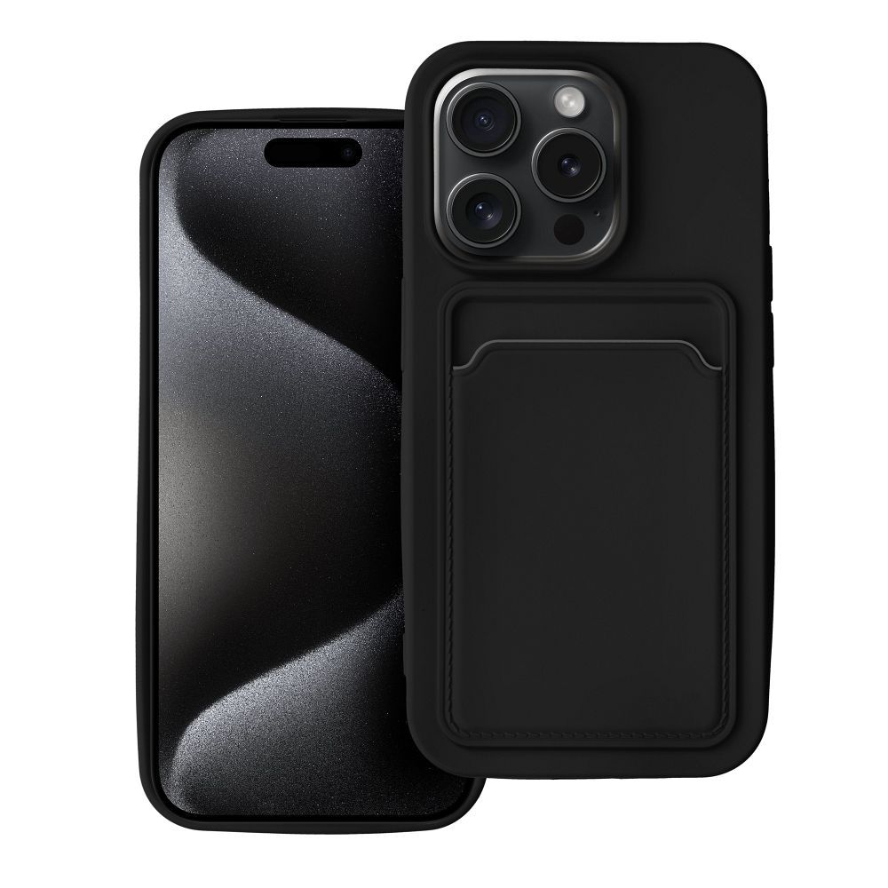 Silikonový obal s kapsičkou na mobil Apple Iphone 15 PRO černý
