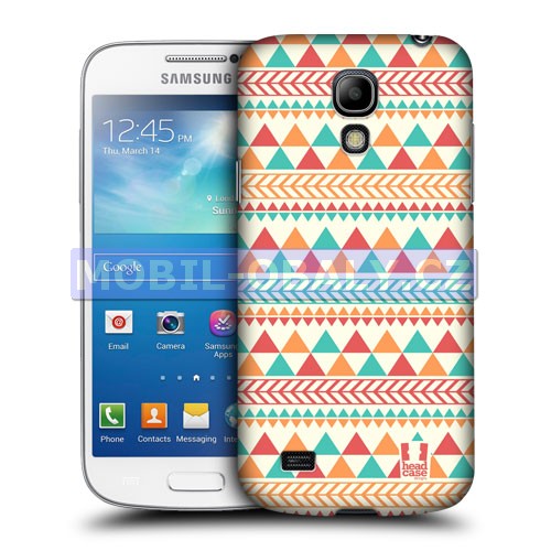 HEAD CASE pouzdro na mobil Samsung galaxy S4 mini Aztécký vzor červená a oranžová