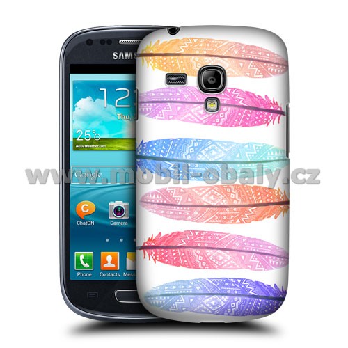 HEAD CASE pouzdro na mobil Samsung galaxy S3 mini barevné pírka růžová