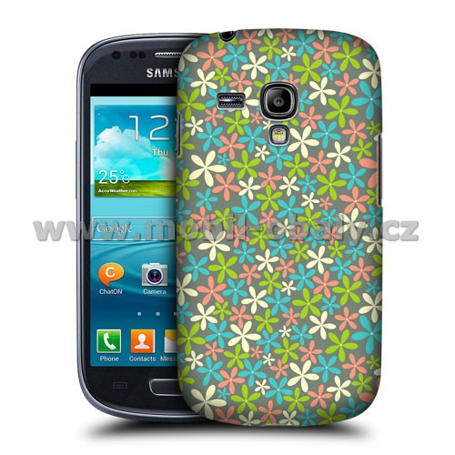 HEAD CASE pouzdro na mobil Samsung galaxy S3 mini květinový vzor modrá a růžová