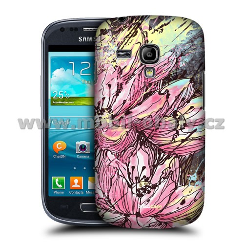 HEAD CASE pouzdro na mobil Samsung galaxy S3 mini kreslená květina růžová