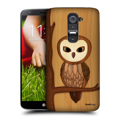 HEAD CASE pouzdro na mobil LG G2 vzor dřevěný SOVA
