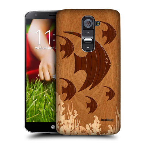 HEAD CASE pouzdro na mobil LG G2 vzor dřevěný RYBIČKY