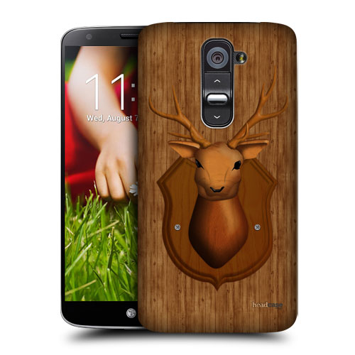 HEAD CASE pouzdro na mobil LG G2 vzor dřevěný JELEN TROFEJ