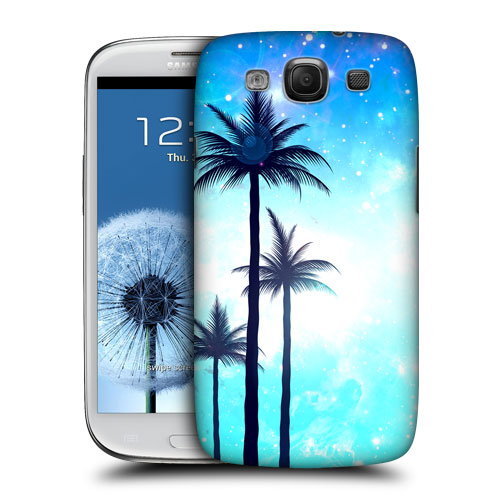 HEAD CASE obal na mobil Galaxy S3 i9300 silueta ostrov barevný modrá barva