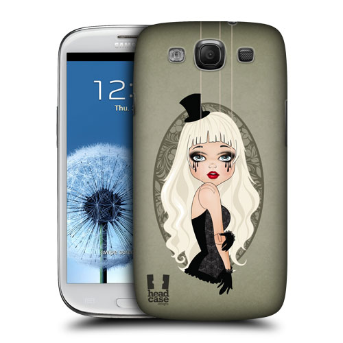 HEAD CASE obal na mobil Samsung Galaxy i9300 S3 pevný plast zelená barva malá blondýna
