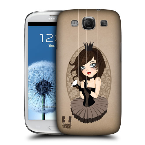 HEAD CASE obal na mobil Samsung Galaxy i9300 S3 pevný plast béžová barva malá princezna