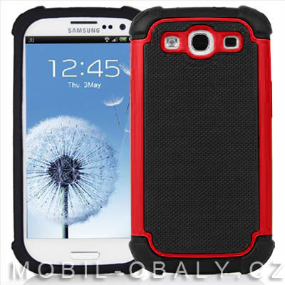 Pouzdro Shockproof na mobil Samsung Galaxy S3 červená outdoor