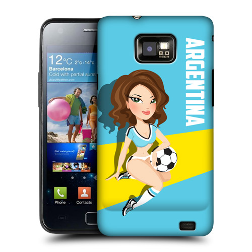 HEAD CASE Obal na mobil Samsung Galaxy i9100 S2 mistrovství světa fotbal Fanynka ARGENTINA modrá