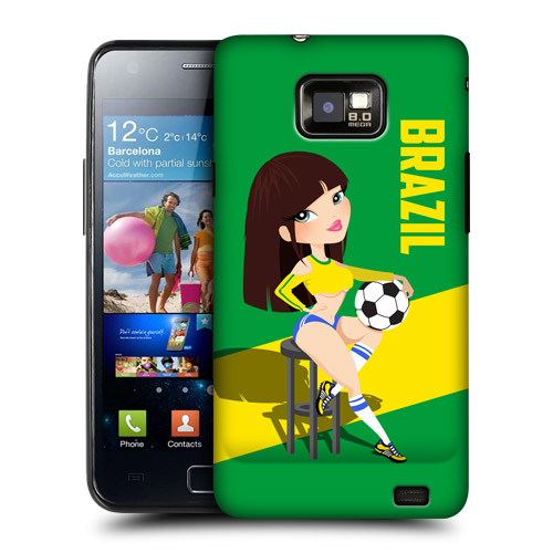 HEAD CASE obal na mobil Samsung Galaxy i9100 S2 mistrovství světa fotbal Fanynka Brazílie zelená