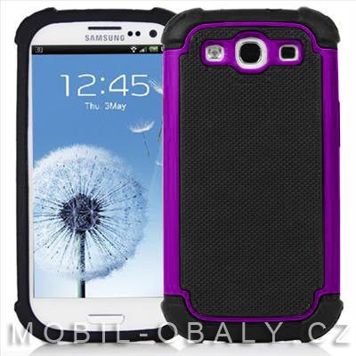 Pouzdro na mobil Samsung Galaxy S3 / S3 NEO fialová outdoor + fólie zdarma
