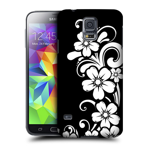 HEAD CASE obal na mobil Samsung Galaxy S5 černobílá květina vzor sedmikráska