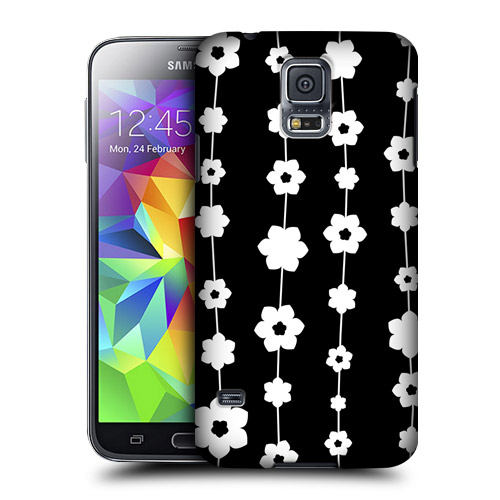 HEAD CASE obal na mobil Samsung Galaxy S5 černobílá květina vzor řetěz