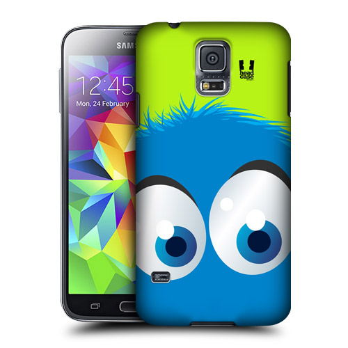 HEAD CASE obal na mobil Samsung Galaxy S5 vzor modrý smajlík zelené pozadí