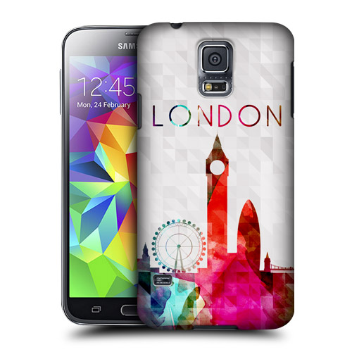 HEAD CASE obal na mobil Samsung Galaxy S5 vzor silueta město Londýn duha