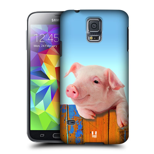 HEAD CASE obal na mobil Samsung Galaxy S5 vzor srandovní zvířátka spokojené prasátko růžová