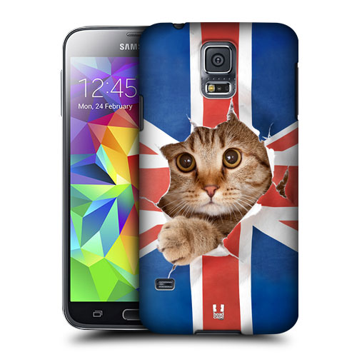 HEAD CASE obal na mobil Samsung Galaxy S5 vzor srandovní zvířátka kočička anglická vlajka