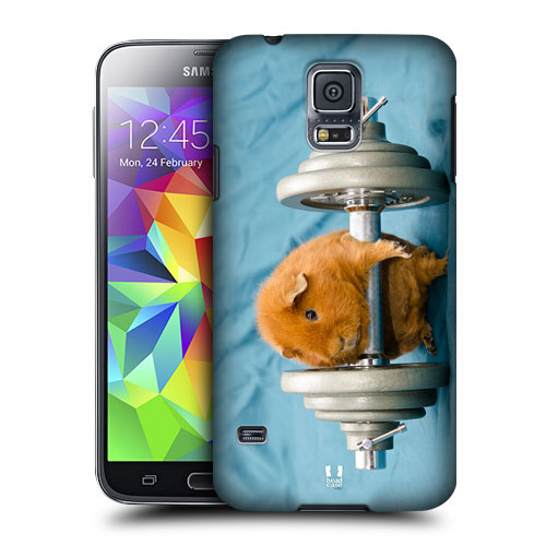 HEAD CASE obal na mobil Samsung Galaxy S5 vzor srandovní zvířátka křeček kulturista modré pozadí