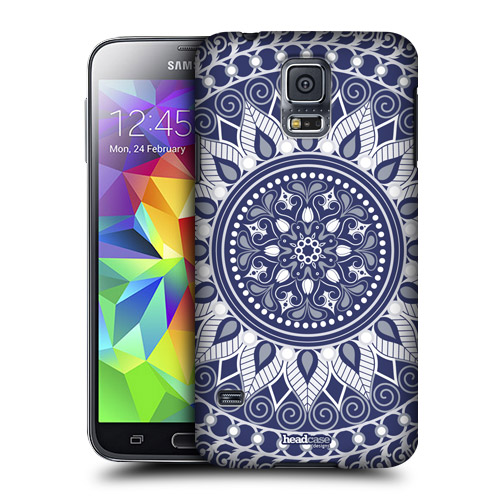 HEAD CASE obal na mobil Samsung Galaxy S5 vzor Mandala Indie modrá barva