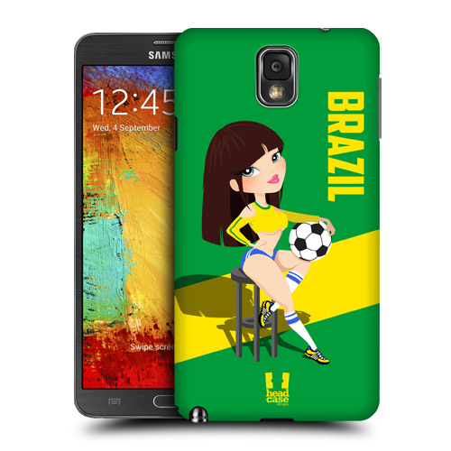 HEAD CASE obal na mobil Samsung Galaxy Note 3 mistrovství světa fotbal Fanynka Brazílie zelená