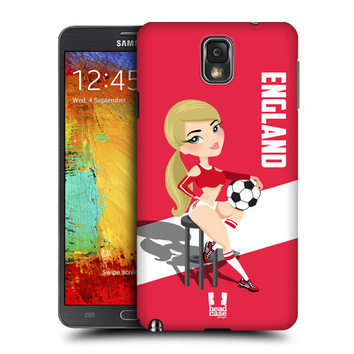 HEAD CASE obal na mobil Samsung Galaxy Note 3 mistrovství světa fotbal Fanynka Anglie červená