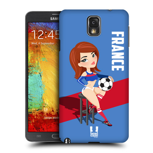 HEAD CASE obal na mobil Samsung Galaxy Note 3 mistrovství světa fotbal Fanynka FRANCIE modrá