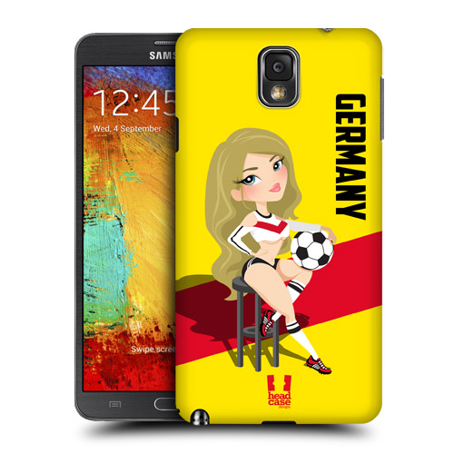 HEAD CASE obal na mobil Samsung Galaxy Note 3 mistrovství světa fotbal Fanynka Něměcko žlutá
