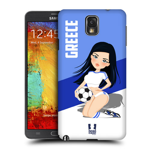 HEAD CASE obal na mobil Samsung Galaxy Note 3 mistrovství světa fotbal Fanynka Řecko modrá