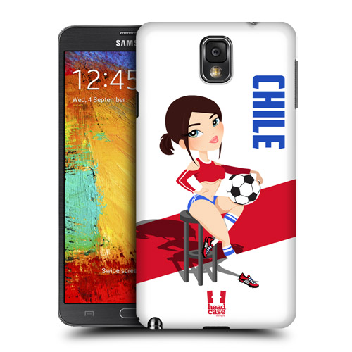 HEAD CASE obal na mobil Samsung Galaxy Note 3 mistrovství světa fotbal Fanynka Chile bílá a červená