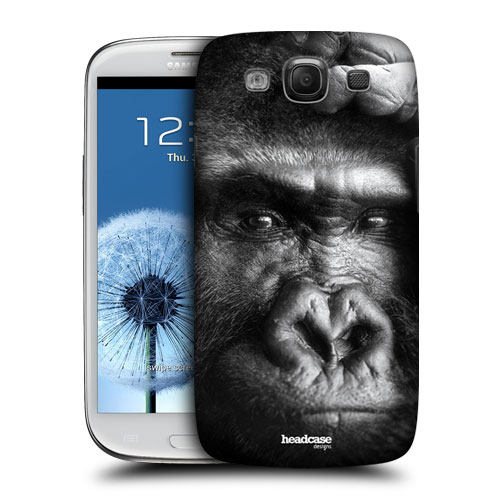 HEAD CASE pouzdro na mobil Samsung galaxy S3 i9300 příroda zvířata gorila černobílá barva
