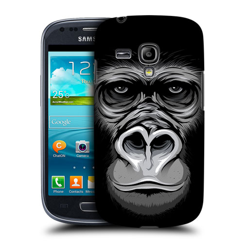 HEAD CASE pouzdro na mobil Samsung galaxy S3 MINI velká tvář zvíře Gorila černá a bílá