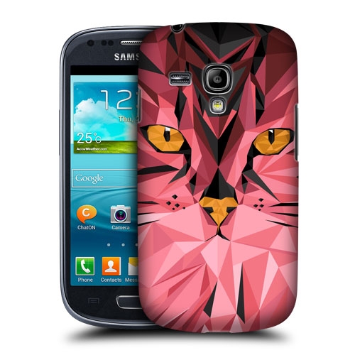 HEAD CASE pouzdro na mobil Samsung galaxy S3 MINI geometrické zvíře růžová kočka
