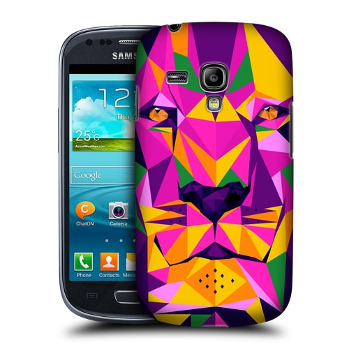 HEAD CASE pouzdro na mobil Samsung galaxy S3 MINI geometrické zvíře růžová fialová Lev