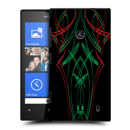 HEAD CASE obal na mobil Nokia Lumia 520 zelená a červená silueta magická sílá