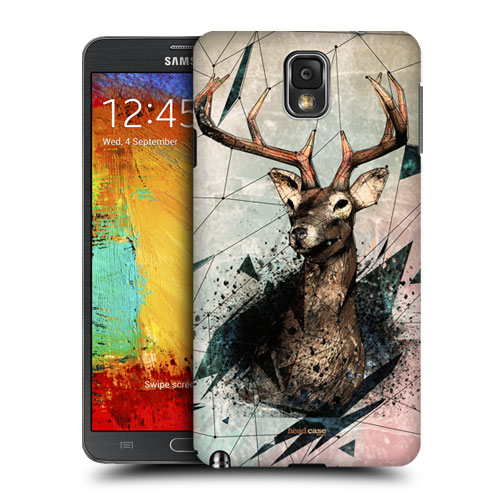HEAD CASE obal na mobil Samsung Galaxy Note 3 barevný jelen zvíře vzor moderní kubismus