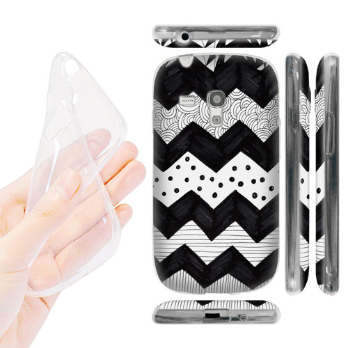 HEAD CASE silikonové Pouzdro na mobil Samsung galaxy S3 MINI vzor černá a bílá zoubky