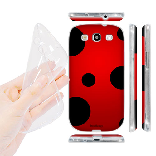 HEAD CASE silikonový obal na mobil Galaxy S3 i9300 beruška červená a černá tečky