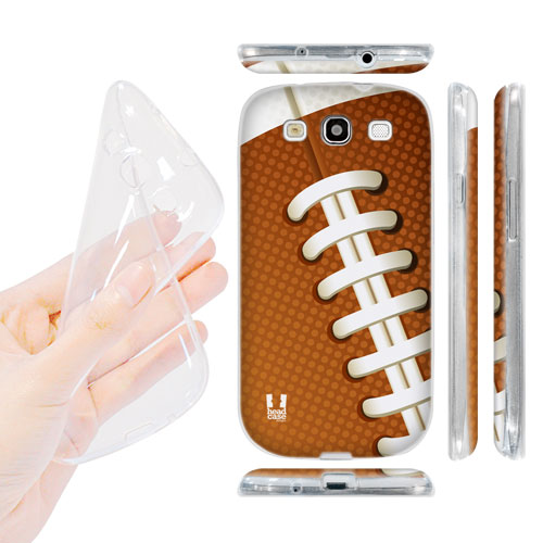 HEAD CASE silikonový obal na mobil Galaxy S3 i9300 americký fotbal míč hnědá barva