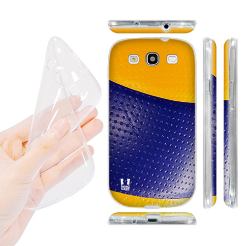 HEAD CASE silikonový obal na mobil Galaxy S3 i9300 volejbal žlutá a modrá barva imitace